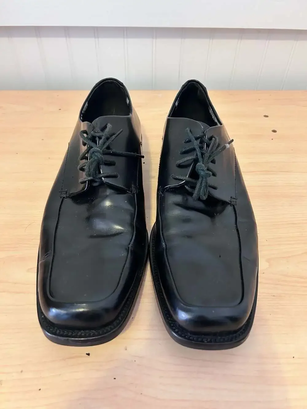 Calvin Klein Hamilton II Men's Black Leather Square Toe Oxford Dress Shoes